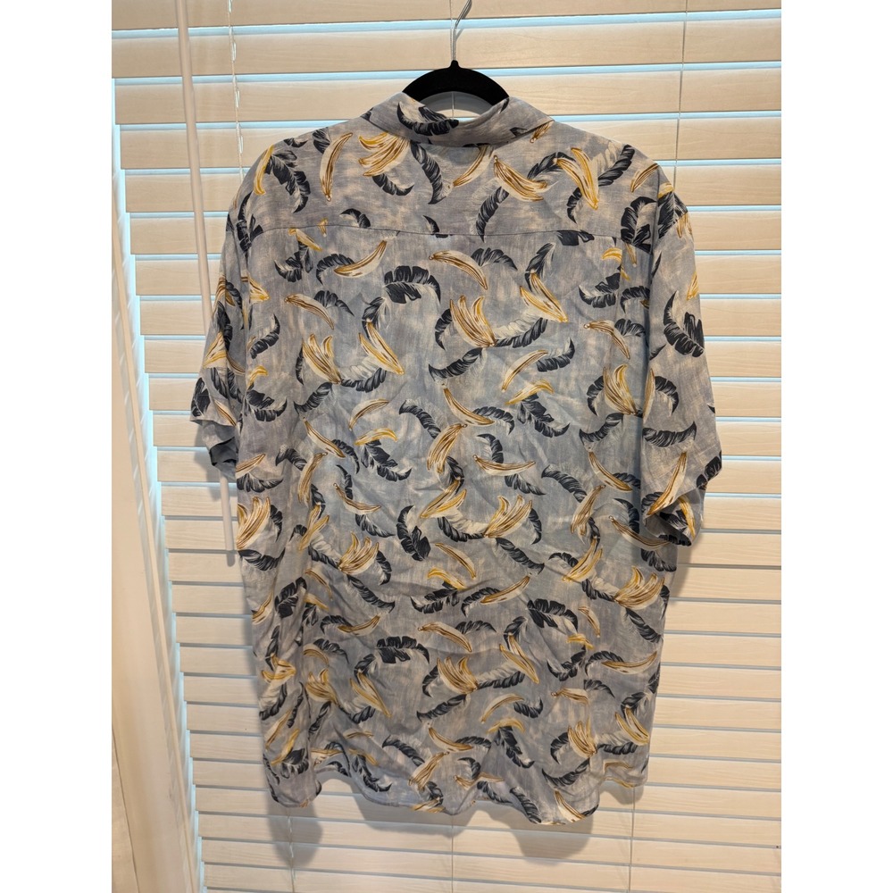 Rodd & Gunn Mens 2XL Blue Banana Leaf Print 100% Linen Sports Fit Shirt Italy - Picture 5 of 5